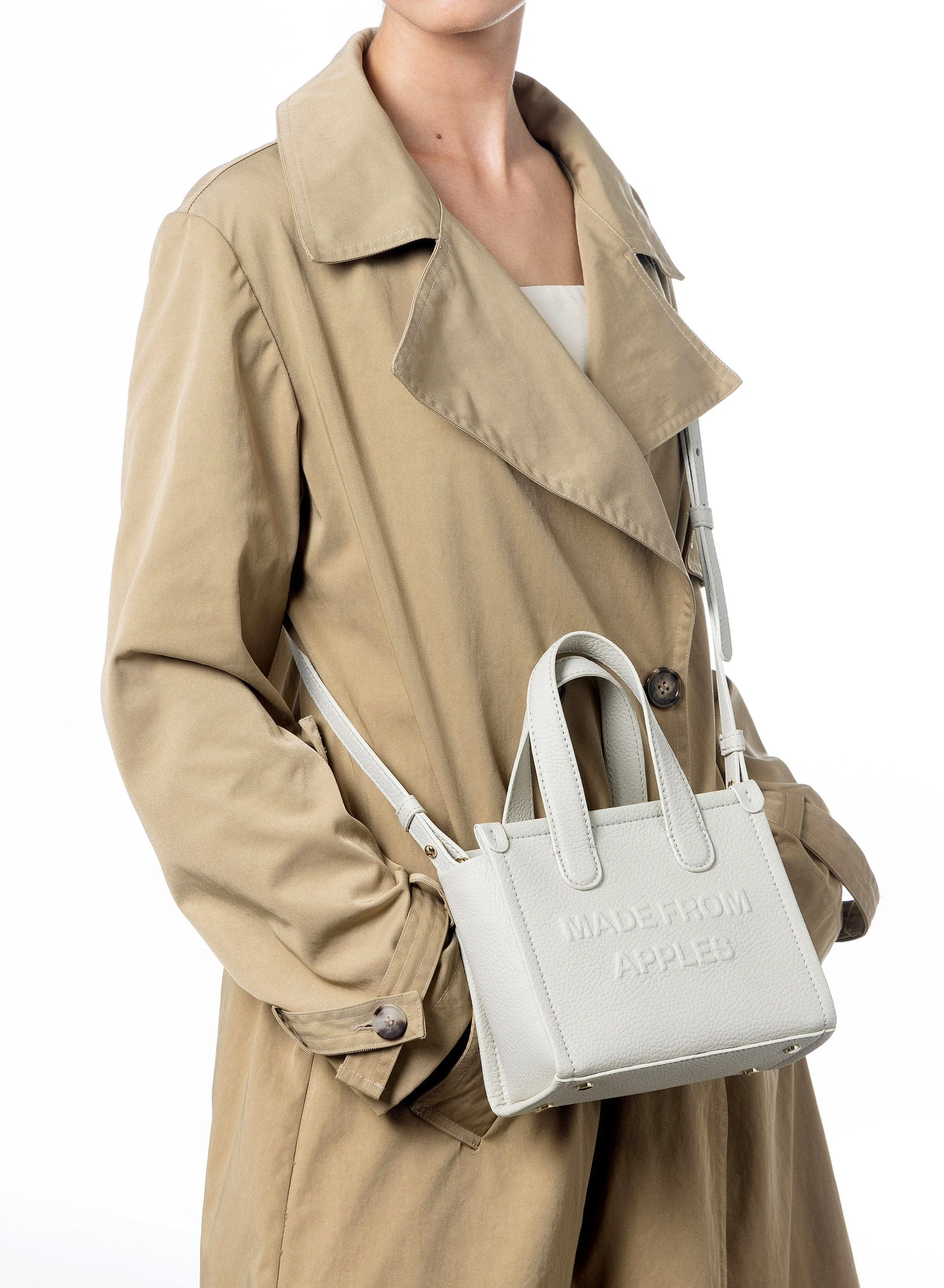 Alma S Apple Leather Vegan Tote Bag | Cloud