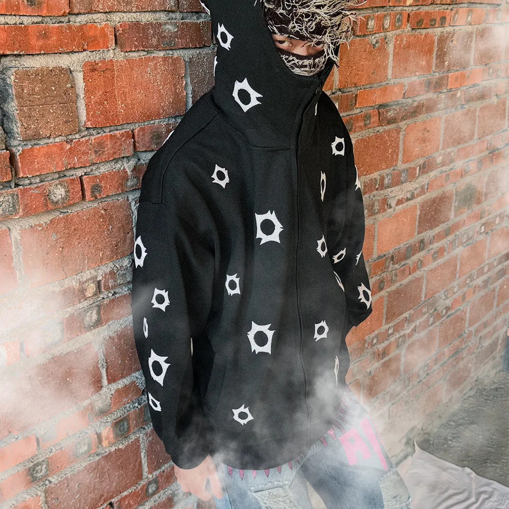 Art In War Full Puff Print Black Hoodie