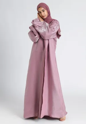 Blush Suede 4-Piece Liquid Organza Abaya Set