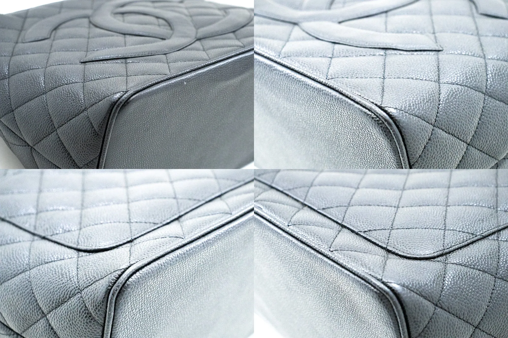 CHANEL Silver Medallion Caviar Shoulder Bag Shopping Tote Black n71