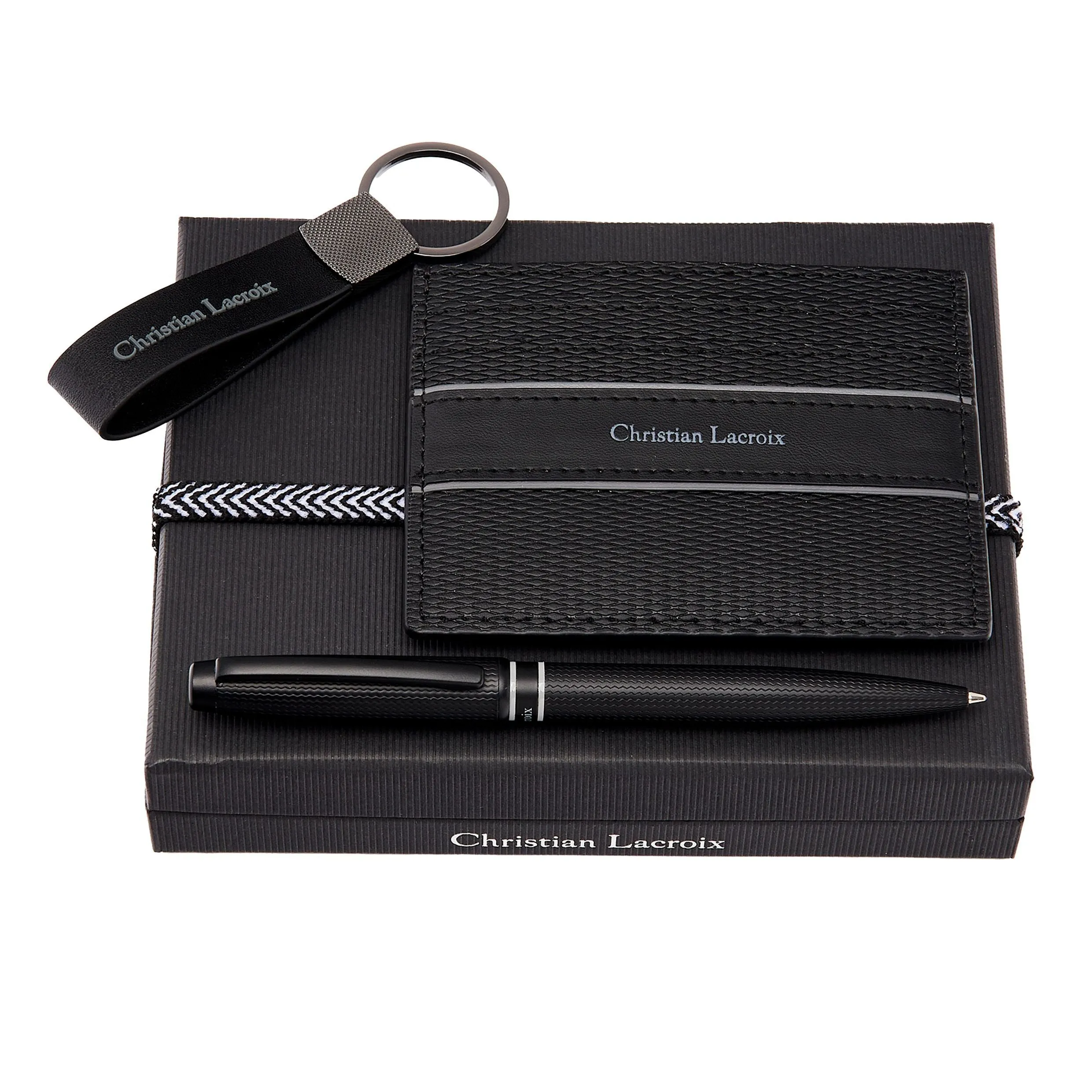 CHRISTIAN LACROIX LPBCK419A - Set Caprio Black (Card wallet, Key ring & Ballpoint pen)