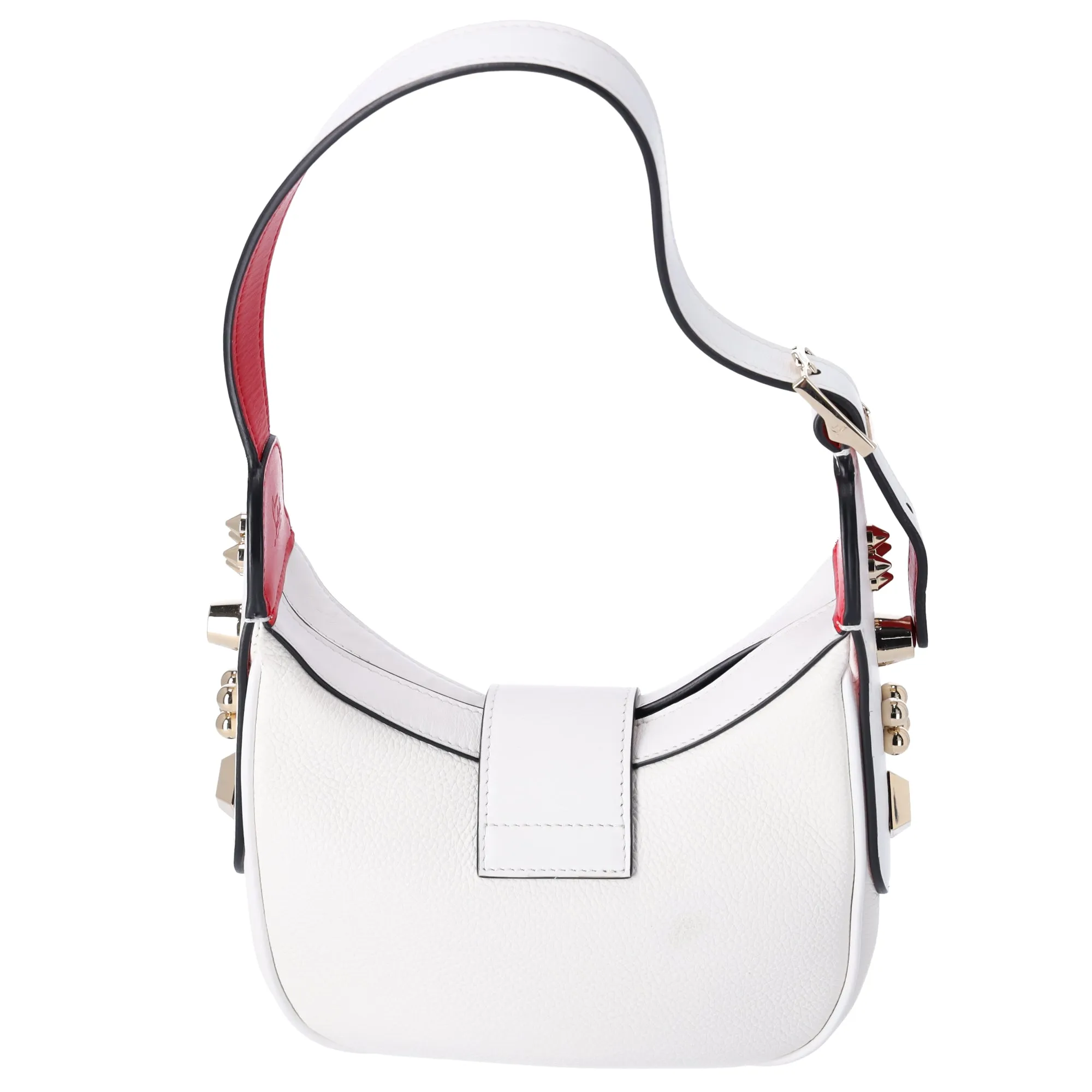 Christian Louboutin Carasky Mini Shoulder Bag White Pebbled Leather