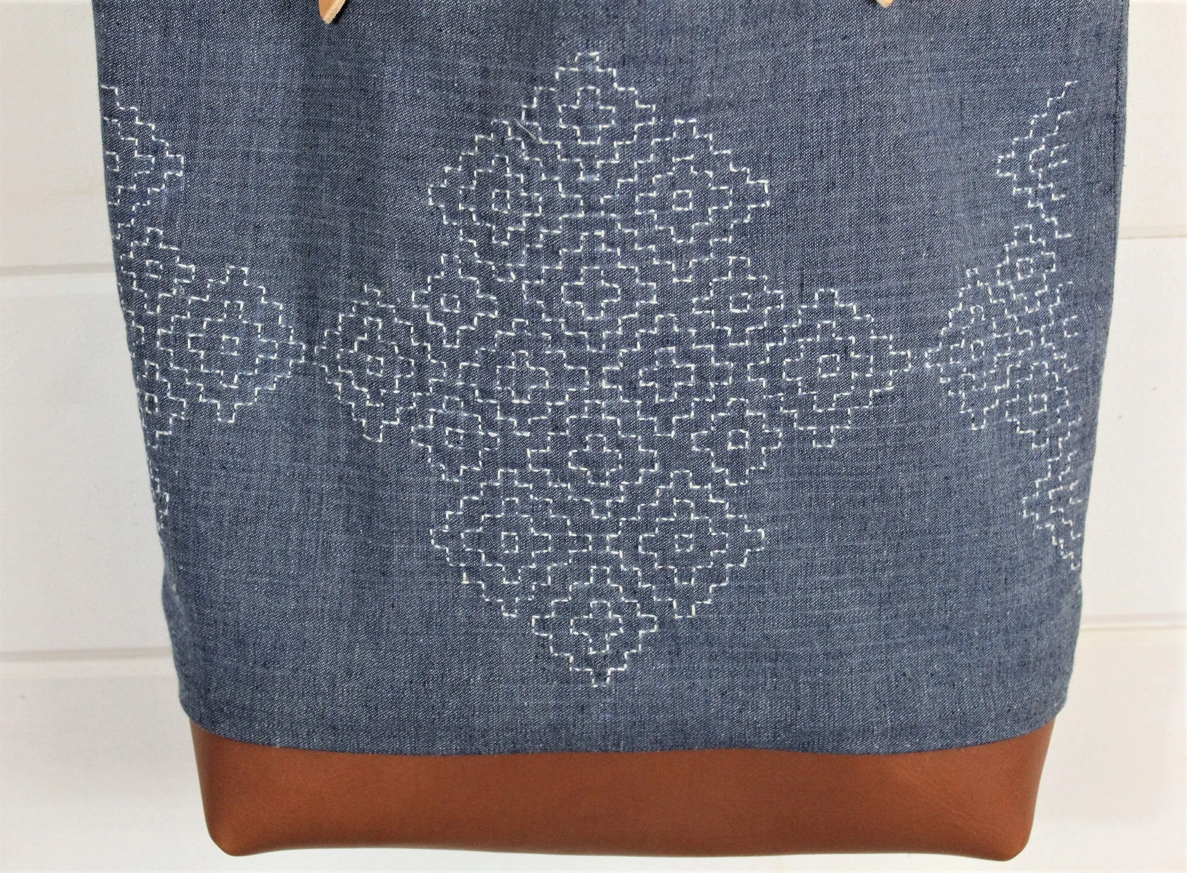 Denim Sashiko Stitch Tote