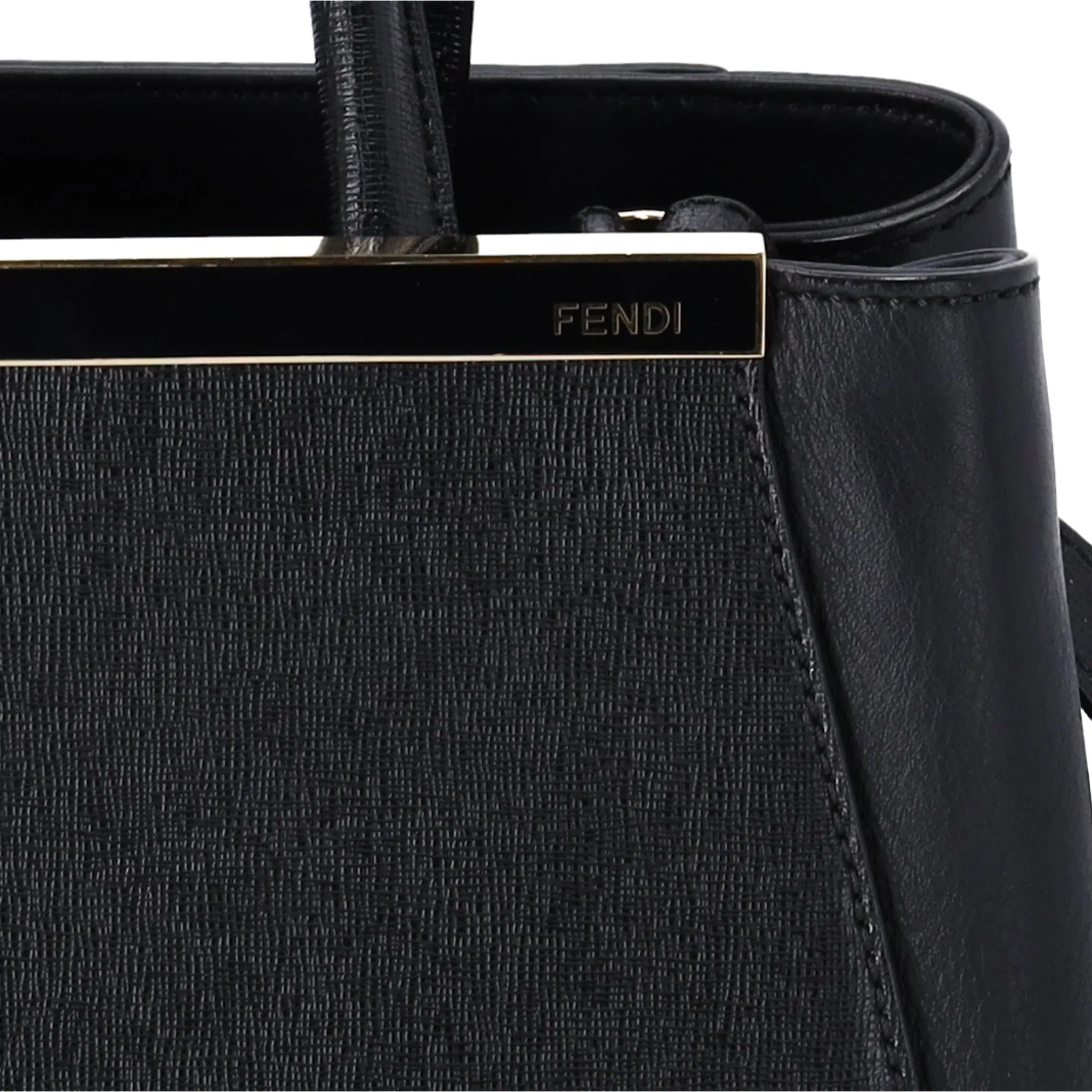 FENDI Petit 2 Jours Small Handbag 8BH253 Black Leather Shoulder Bag