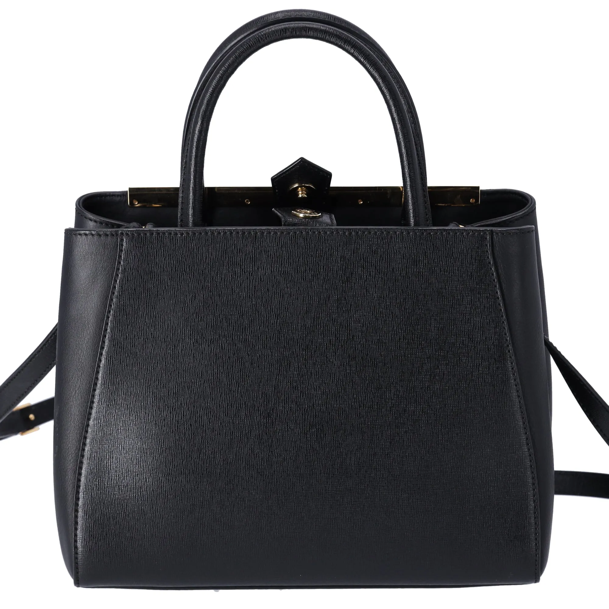 FENDI Petit 2 Jours Small Handbag 8BH253 Black Leather Shoulder Bag