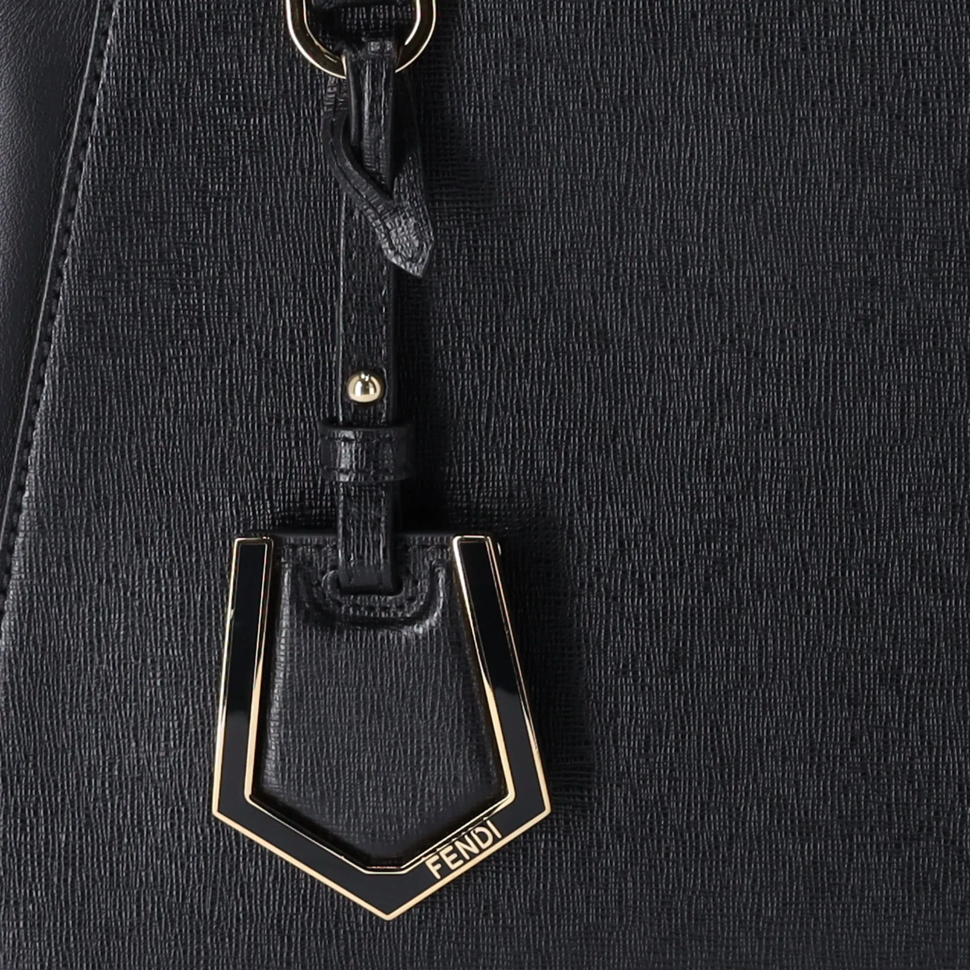FENDI Petit 2 Jours Small Handbag 8BH253 Black Leather Shoulder Bag