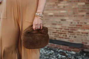 florence fluffy handbag in brown