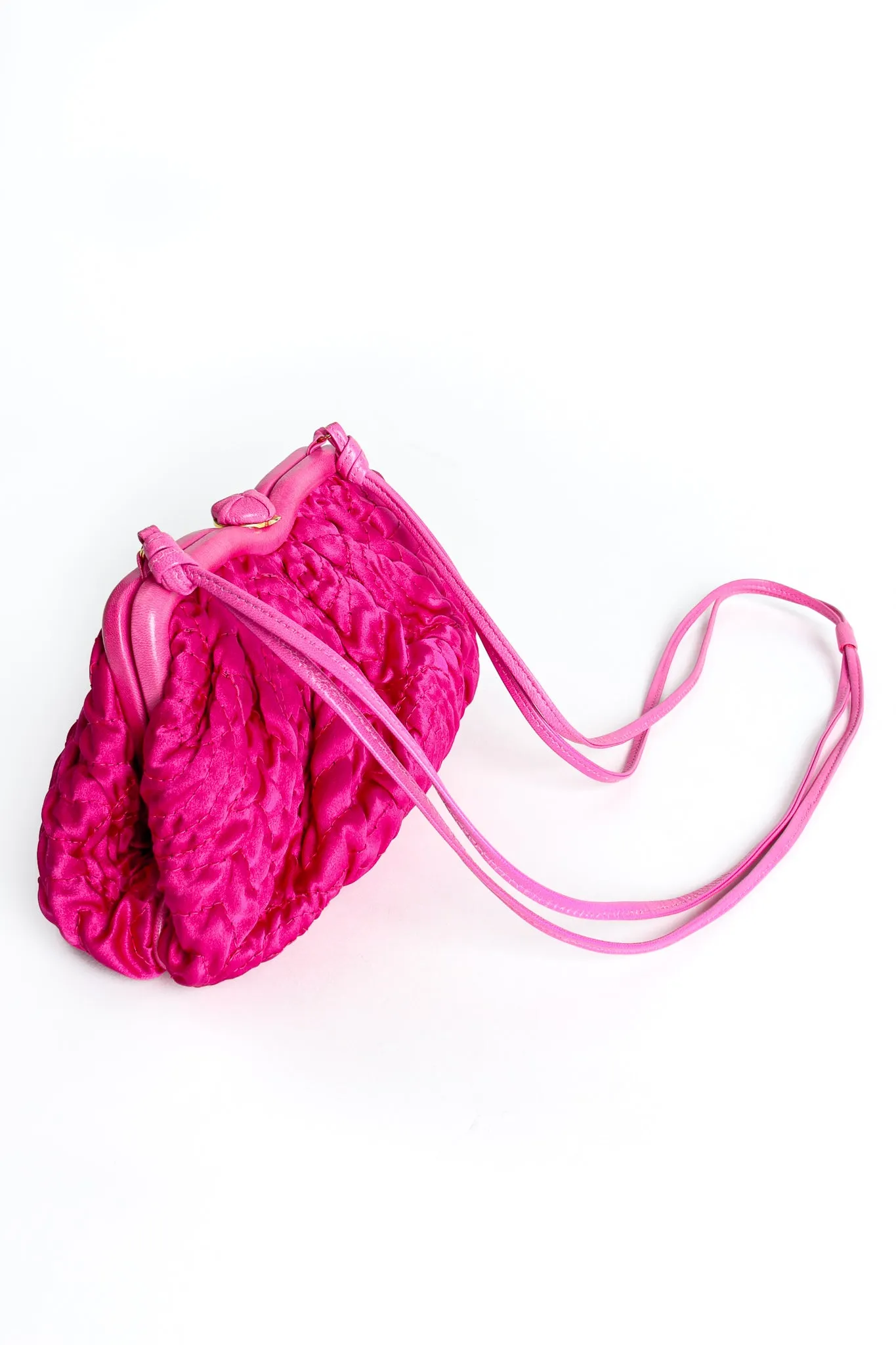 Fuchsia Ruched Satin Shoulder Bag