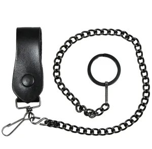 GUK18 18" Gun Metal Chain w/Leather Fob