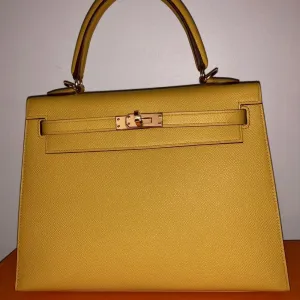Hermès Kelly 25 Jaune Ambre Sellier Epsom Gold Hardware GHW