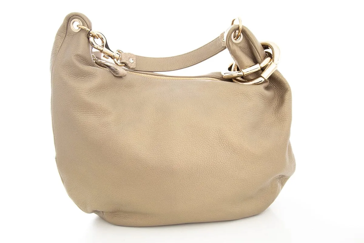Jimmy Choo Metallic Gold Leather Sky Bangle Hobo Handbag