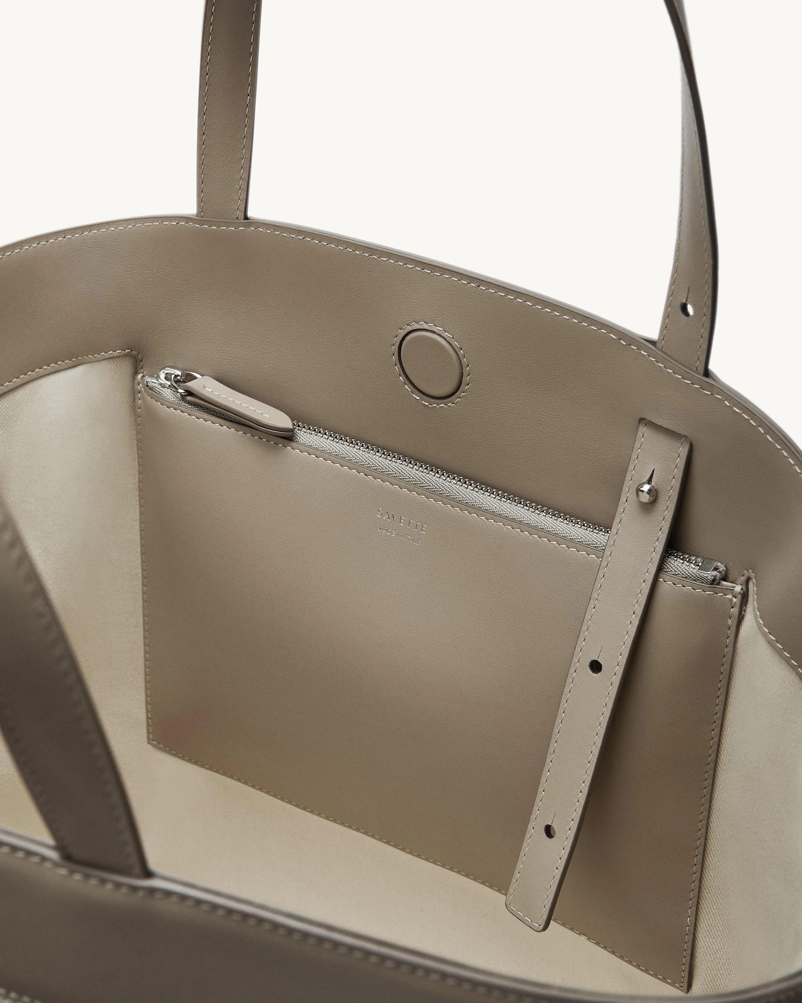 Large Tondo Tote in Canvas with Clay Trim
