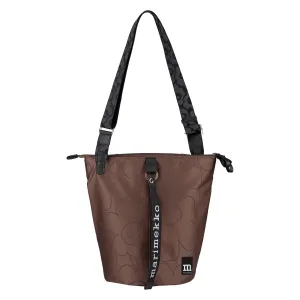 Marimekko All Day Piirto Unikko Shoulder Bucket Bag In Brown & Black
