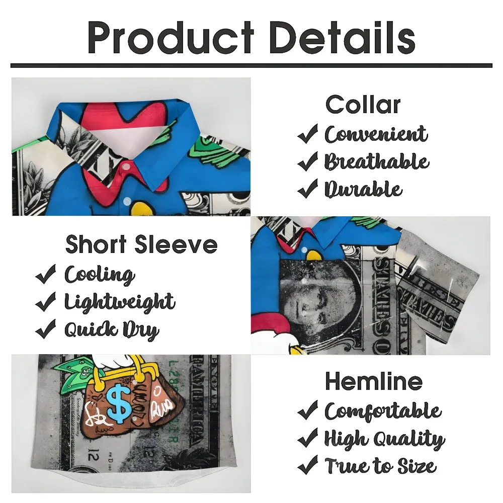 Men's Cartoon Dollar Money Print Casual Short Sleeve Shirt 2405000715