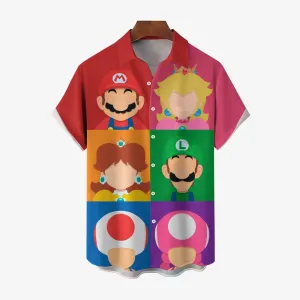 Men's Hawaiian Character Print Casual Short Sleeve Shirt 2307100348