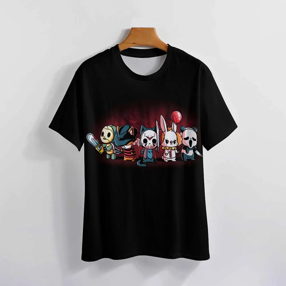 Men's Q Version Horror Character Print Crew Neck Casual T-Shirt 2403000465