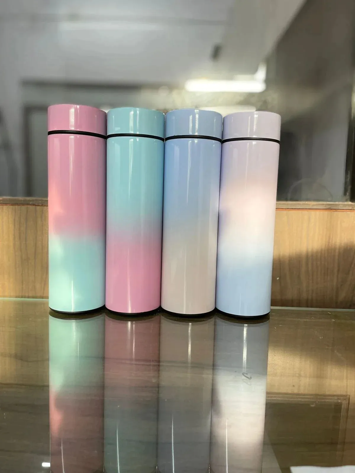 Personalised Pastel Temperature Display Bottle, Stainless Steel Mug & All in One Men's Combo (4 pcs) - Royal Blue