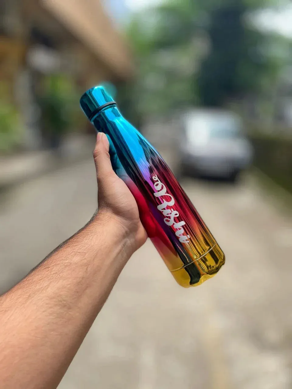 Personalized All in One Men's Combo (4 pcs) & Customized Rainbow Stainless Steel Water Bottles - Wine
