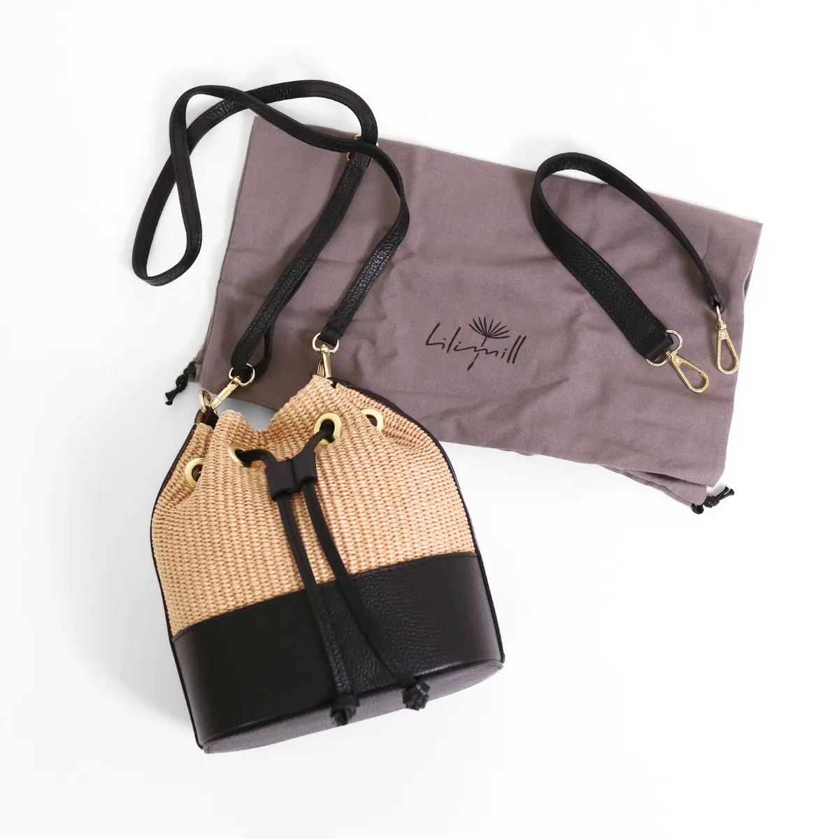Raffia Bucket Black