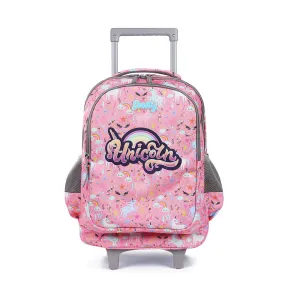 Seastig Pink Cartoon 18 inch Double Handle Rolling Backpack for Kids