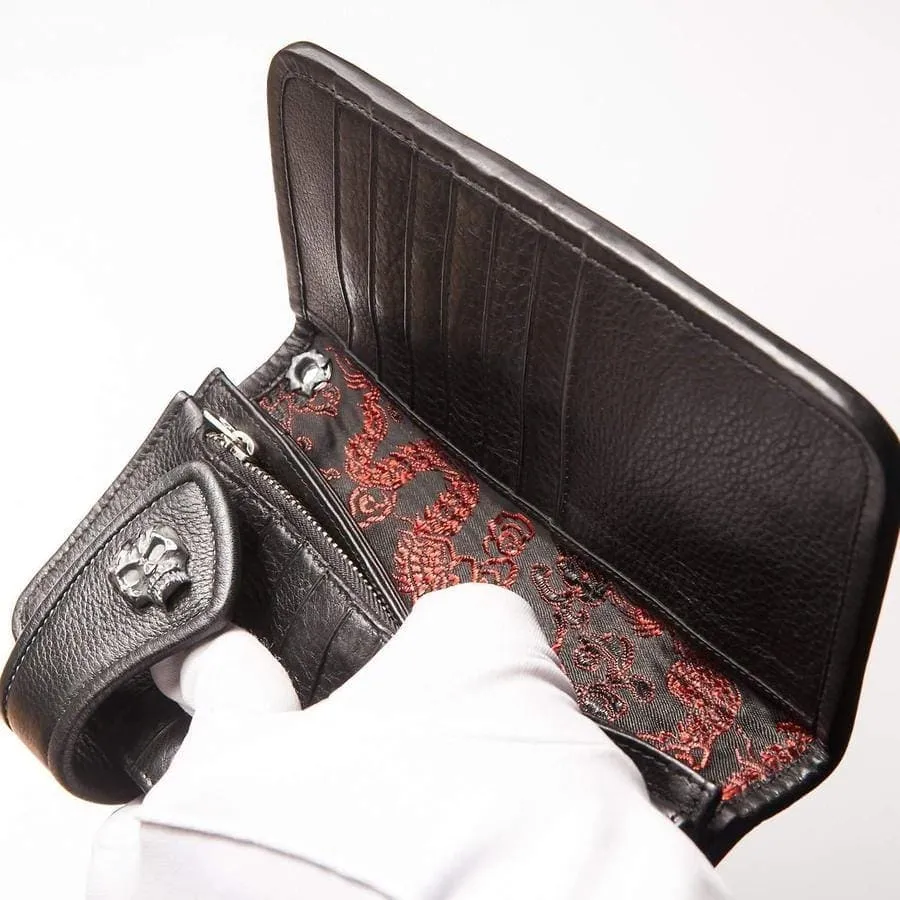 Stingray Leather Skull Concho Long Biker Wallet