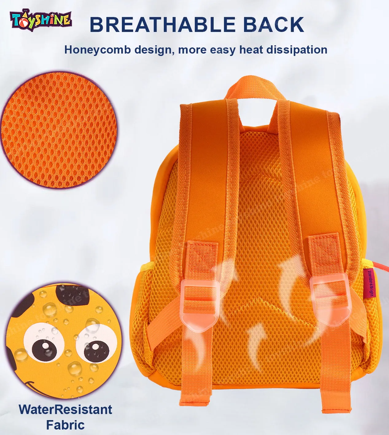 Toyshine 12" Cute Hippo Face Backpack for Kids Girls Boys Toddler Backpack Preschool Nursery Travel Bag - Mini Size - Musturd